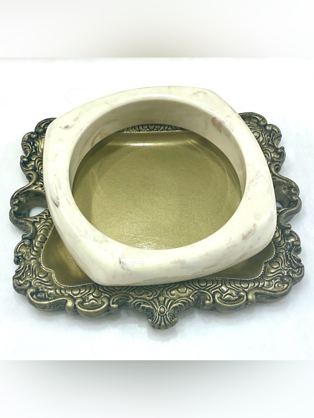 Chunky Soft Square Acrylic Bangle Bracelet Ivory White | Contemporary Minimal